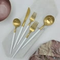 thumbnail image 3 of Elyon Tableware Elyon Lea Matte Two-tone Colored Stainless Steel Flatware Set 20 Pieces Gold/ Silver, 3 of 5