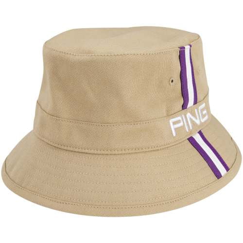 Ping 2014 Bucket Hat (Khaki/Purple, S/M) Fitted Golf Cap NEW