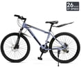 thumbnail image 4 of 26 Inch Mountain Bike for Adult, 27-Speed Front Suspension High-Carbon Steel MTB Bicycle, Dual Disc Brake Bikes for Men Women, Silver, Blue, Gray and Red, 4 of 10