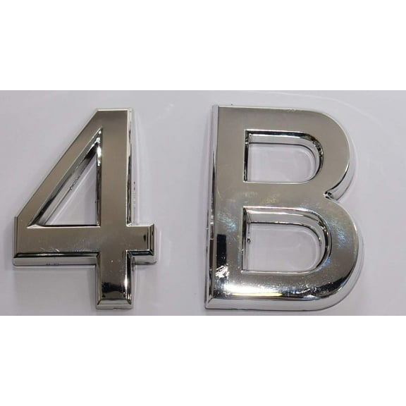 Apartment Number 4B Sign/Mailbox Number Sign, Door Number Sign.(Silver,3D, Size 2.75 x 1.75, Comes with Double Sided Tape)- The Maple line
