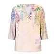 thumbnail image 5 of Women Blouses Dressy Casual 3/4 Length Sleeve Plus Size Tops Casual Printed V-Neck Blouse Fashionable And Comfortable Top (Size:L-5XL), 5 of 5