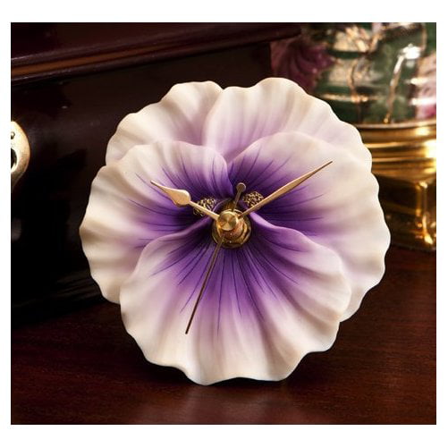 Modern Round Wooden Clocks Silent Non-Ticking Light Blue Boards and Pansy Vintage Wall Clocks Decoration for Home Office School Hotel