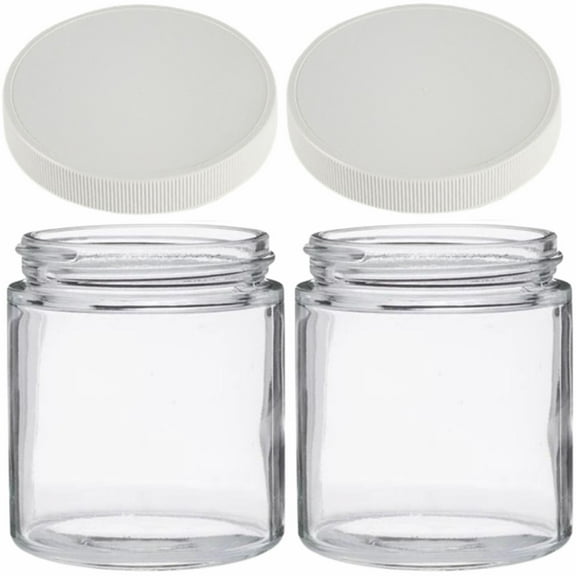 Jarming Collections 16oz Wide Mouth Glass Storage Jars – Extra-Wide Opening with BPA-Free Plastic Lids for Easy Filling, Food Storage, Pantry Organization & Canning Storage – Made in USA  (Set of 2)