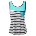 thumbnail image 1 of FashionOutfit Women's Color Contrast Sailor Striped Zipper Detail Pocket Tank Tops, 1 of 3