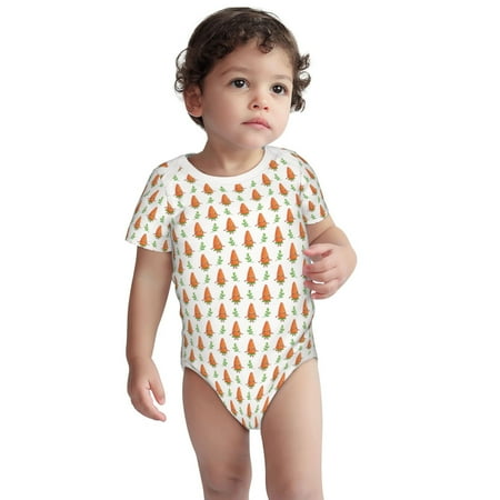 

Fotbe Cute Carrot Print Pattern Unisex-baby Short-sleeve Bodysuit Short Sleeve Bodysuits One-piece 100% Organic Cotton for Infant Baby Boys Unisex-18 Months