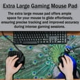 thumbnail image 4 of Computer Mat Blue mats, Large Mousepads Keyboard Mouse Pad, Chic Office Desk Accessories Non-Slip Rubber Base Waterproof with Stitched Edges, 35.4 X 15.7 inch for Work/Game/Office Peacock, 4 of 6