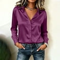 thumbnail image 2 of Tqcoqu Satin Blouses for Women,Silk Button Down Shirts,Long Sleeve Business Casual Tops,Purple Women's S-XXL, 2 of 5