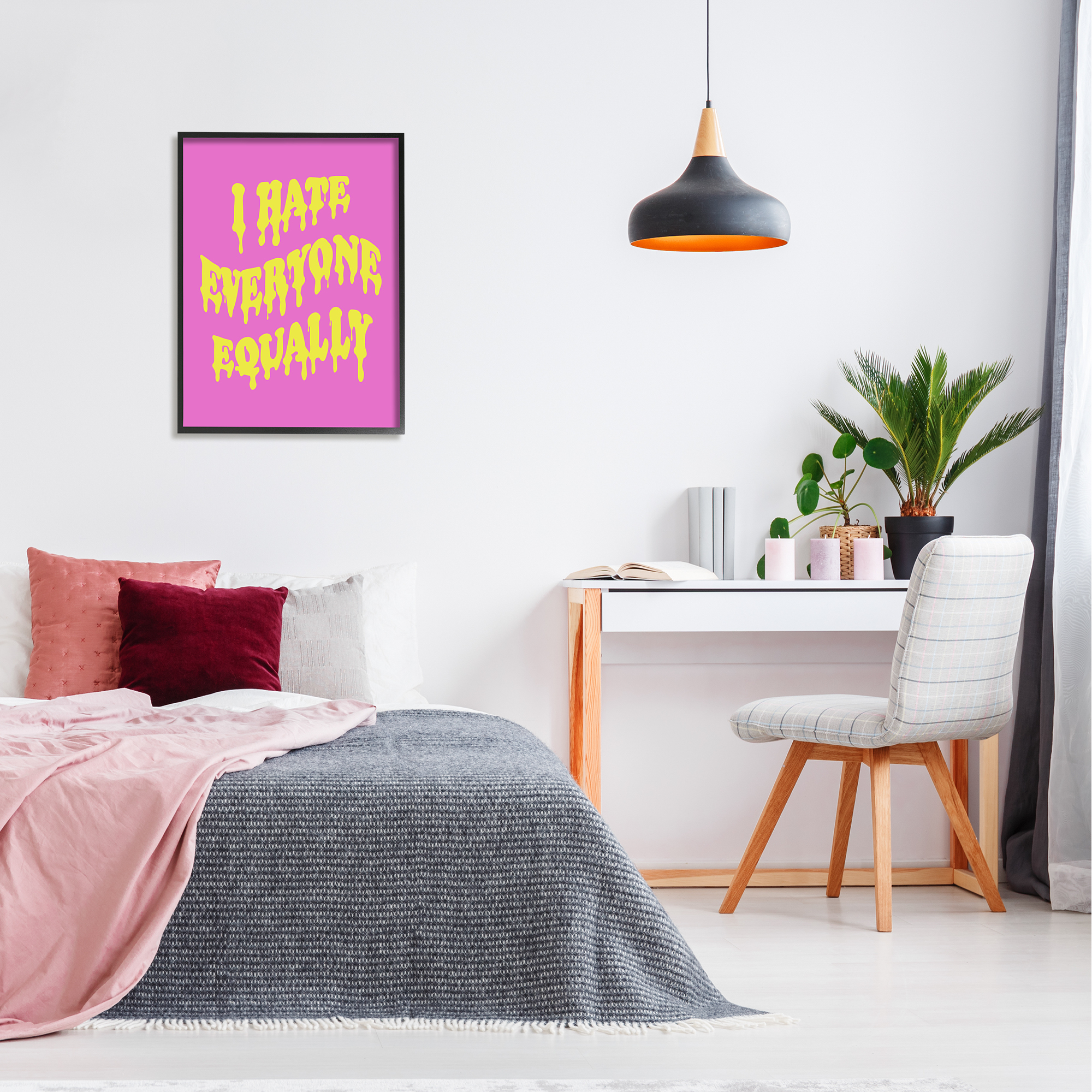 Stupell Industries Hate Everyone Drip Phrase Inspirational Painting Black Framed Art Print Wall Art, 24 x 30