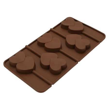 

Two Hearts Lollipop Shape Silicone Baking Mould DIY Chocolate Ice Candy Baking Mold Tray (Coffee)