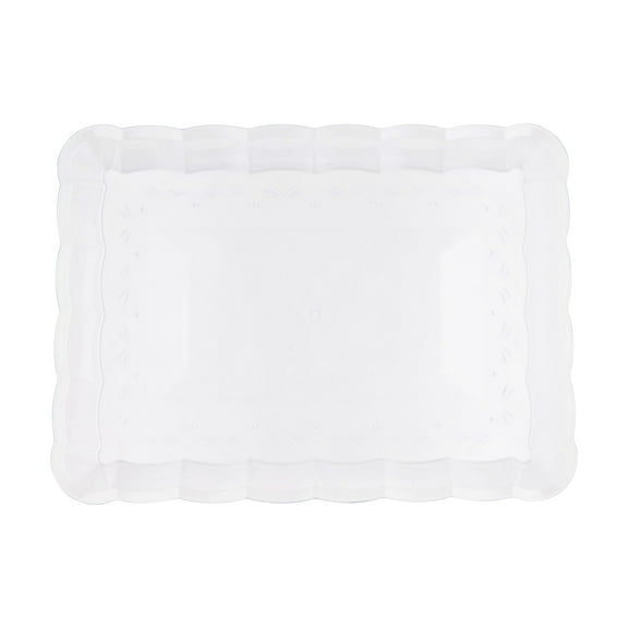 Smarty 9" x 13" Clear Rectangular Groove Rim Plastic Serving Trays 24ct