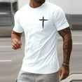 thumbnail image 2 of XIAONU Mens Cross Graphic Tee Slim Short Sleeve Crewneck Pullover Tops Soft Faith Casual Tees Shirts, 2 of 3