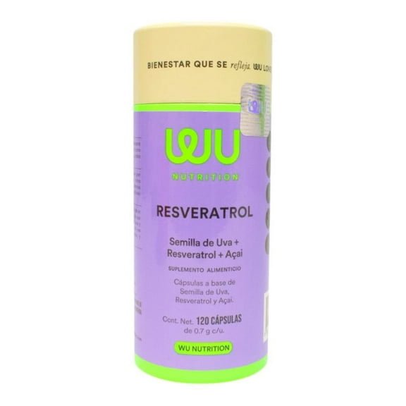 Suplemento alimenticio WU Nutrition con Resveratol con Semillas de uva 120 Cáspsulas