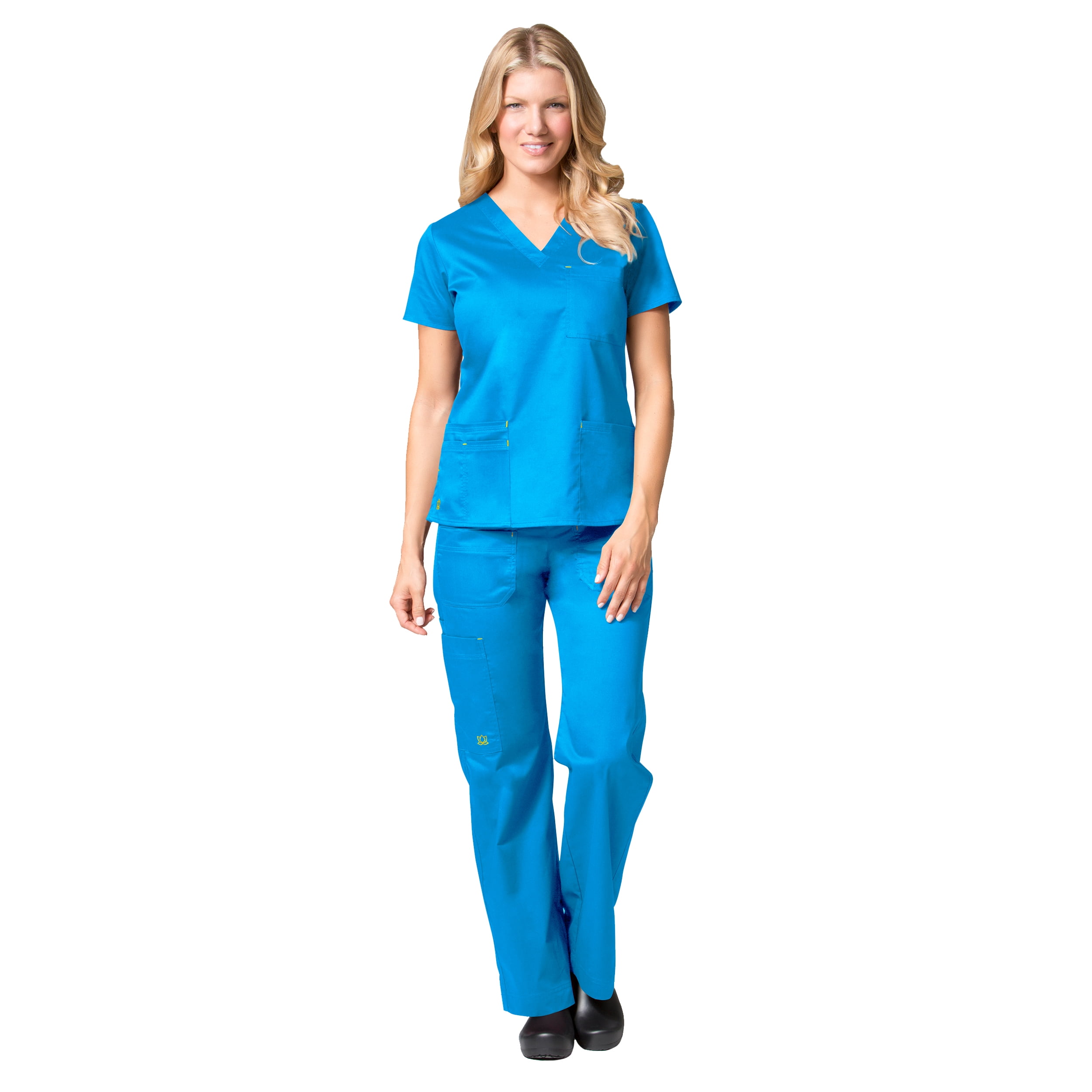 Maevn Blossom 3 Pocket VNeck Scrub Top & Utility Pocket Cargo Scrub