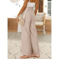 thumbnail image 4 of Womens Summer Casual Loose Wide Leg Palazzo Pants High Waist Flowy Beach Trousers Work Outfits, 4 of 13