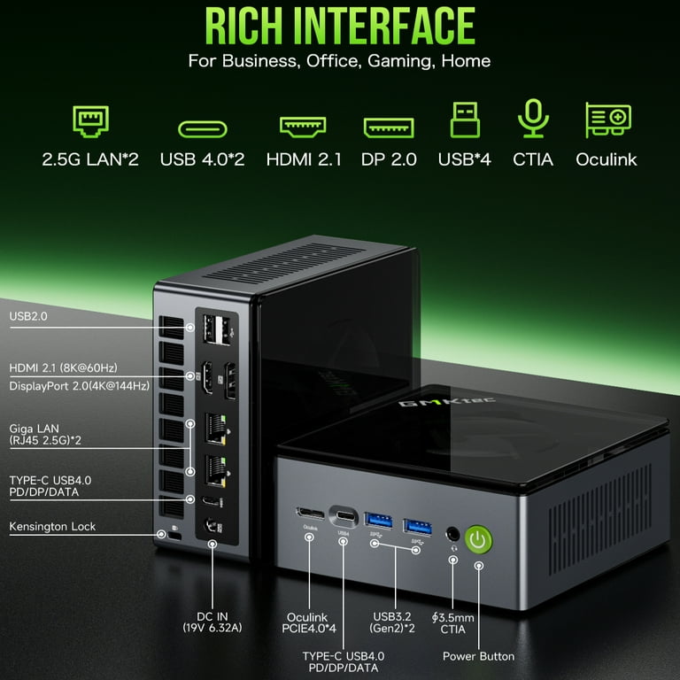 GMKtec Mini PC, 16GB RAM 512GB SSD, AMD Ryzen 7 PRO 6850H(up