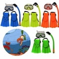 thumbnail image 2 of Ensemble de 3 Pcs de Palmes de Natation et de Plongée en Apnée Bleues pour Enfants, 2 of 5