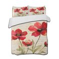 thumbnail image 2 of Red Flowers Twin Size Down Alternative Comforter, Lightweight Comforter Quilt Bedding Set with Pillow Shams Retro Farmhouse Botanical Floral Painting All Seasons Bed Comforter Duvet Insert 68"x86", 2 of 7