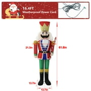 VEIKOUS 5ft Christmas 3D Nutcracker Soldier Decoration, Indoor & Outdoor Decoration W/ Ground Stakes and Candy Cane for Holiday