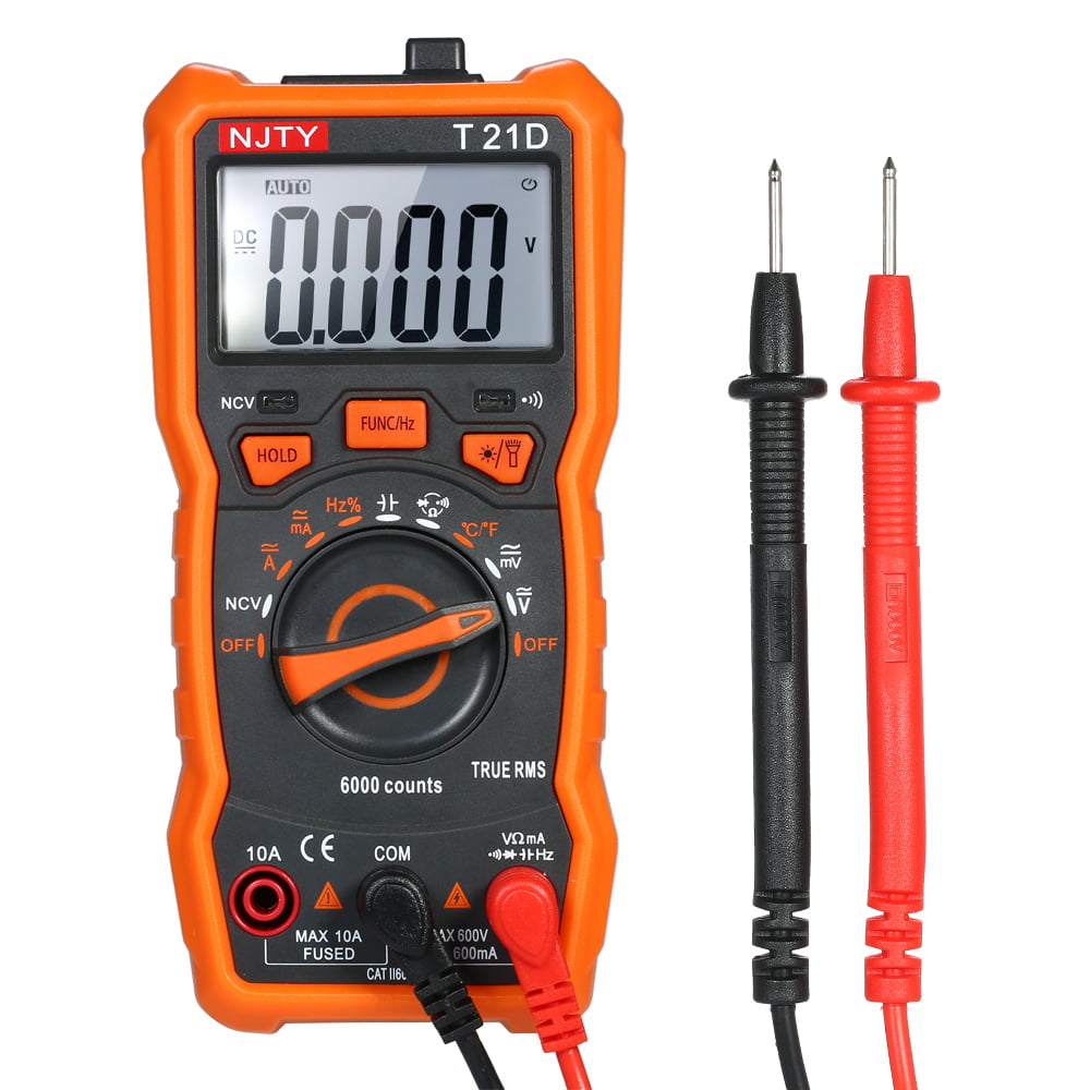 Continuity Current Resistance Frequency; Tests Diodes Temperature TRMS 6000 Counts Volt Meter; Measures Voltage Tester Auto-Ranging Digital Multimeter 