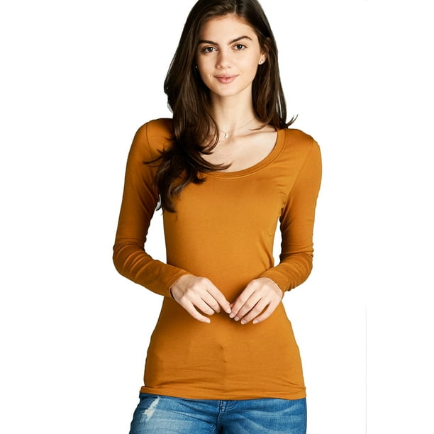 long sleeve scoop neck top