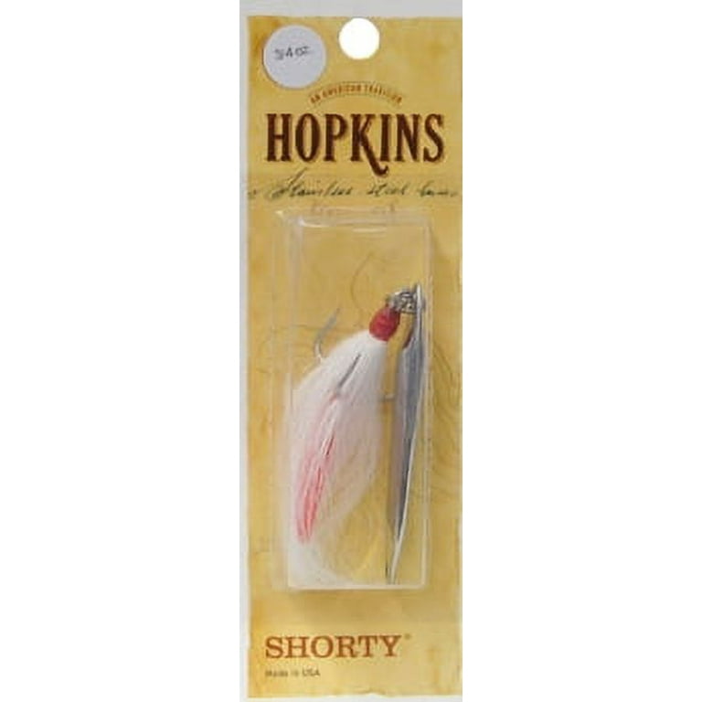 Hopkins Lures Shorty Spoon Treble Hook Bucktail, 3/4 oz, White