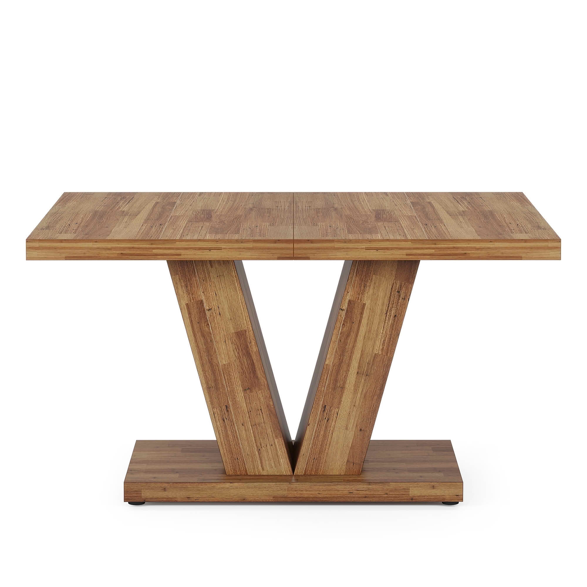 MAYEERTY 47 Inch Farmhouse Dining Table, Rectangular Kitchen Dinner Table with Heavy Duty Triangular Pedestal Base for 4 to 6 People