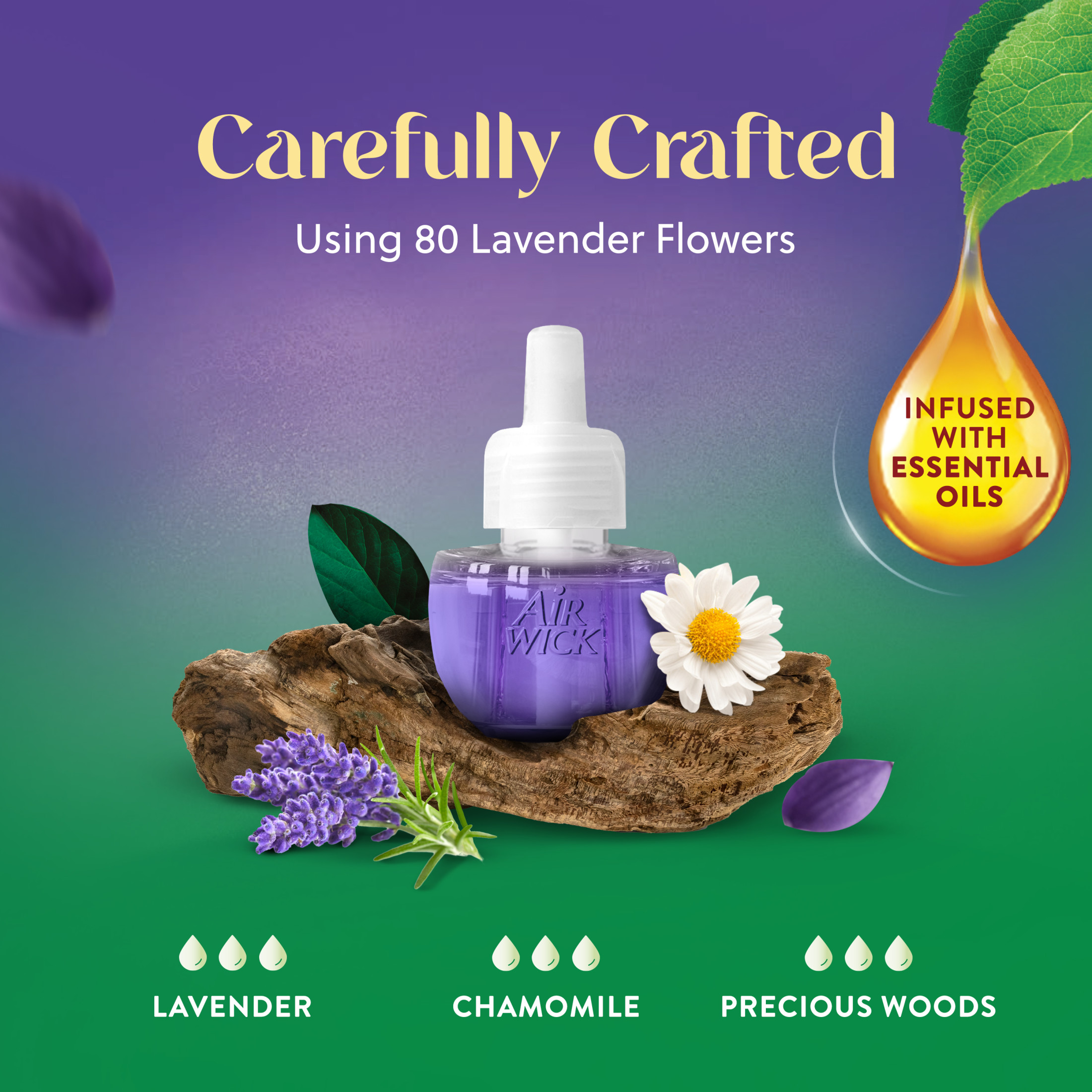 Air Wick Plug-In Scented Oil Air Freshener Warmer Refills, Lavender and Chamomile, 5 Count