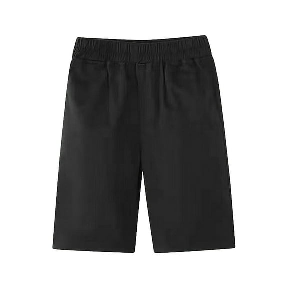 Tfken Shorts For Boys Kids Walkshorts Knee-Length Beach Solid Color Elastic Waist Breathable Black Shorts Size 3-4 Years