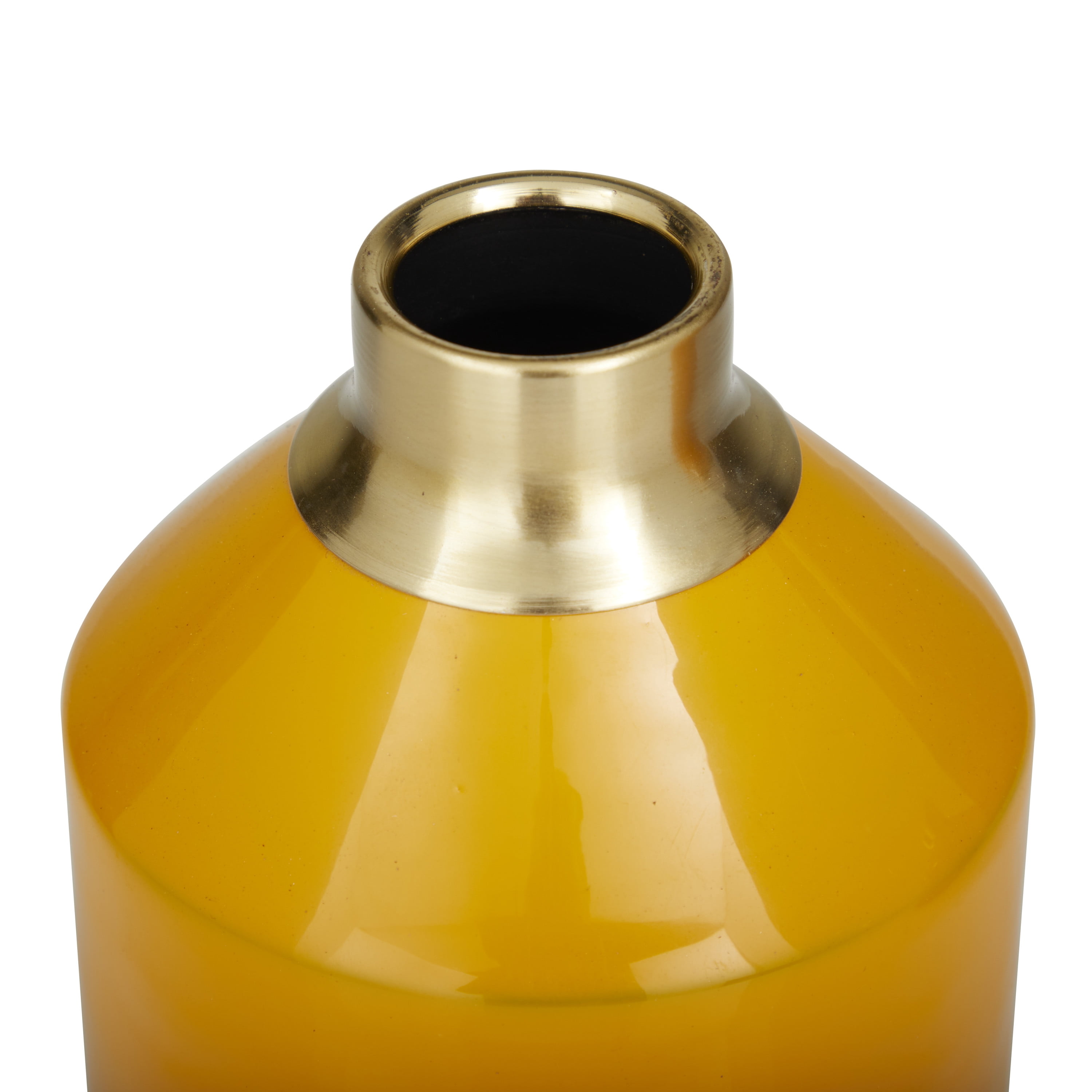 DecMode 10", 8"H Yellow Metal Vase with Gold Rims, Set of 2