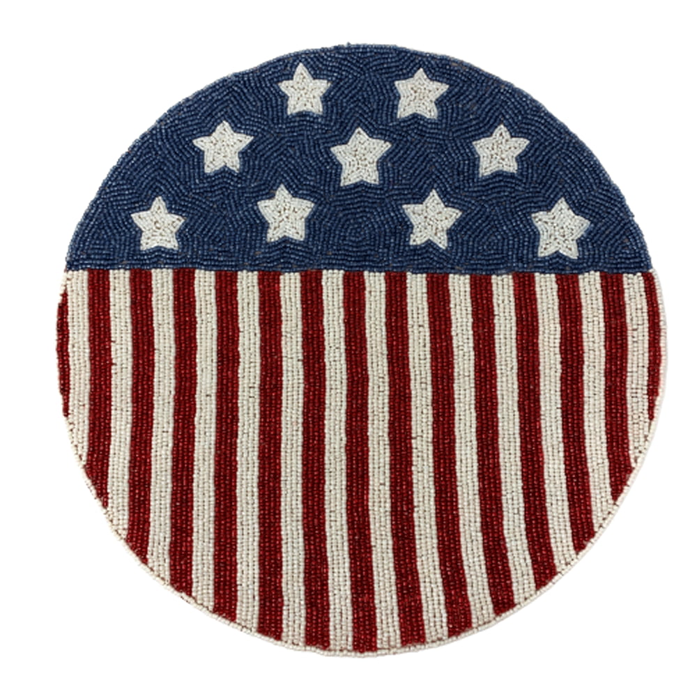 Northeast Home Goods Patriotic Americana Round Beaded Placemat