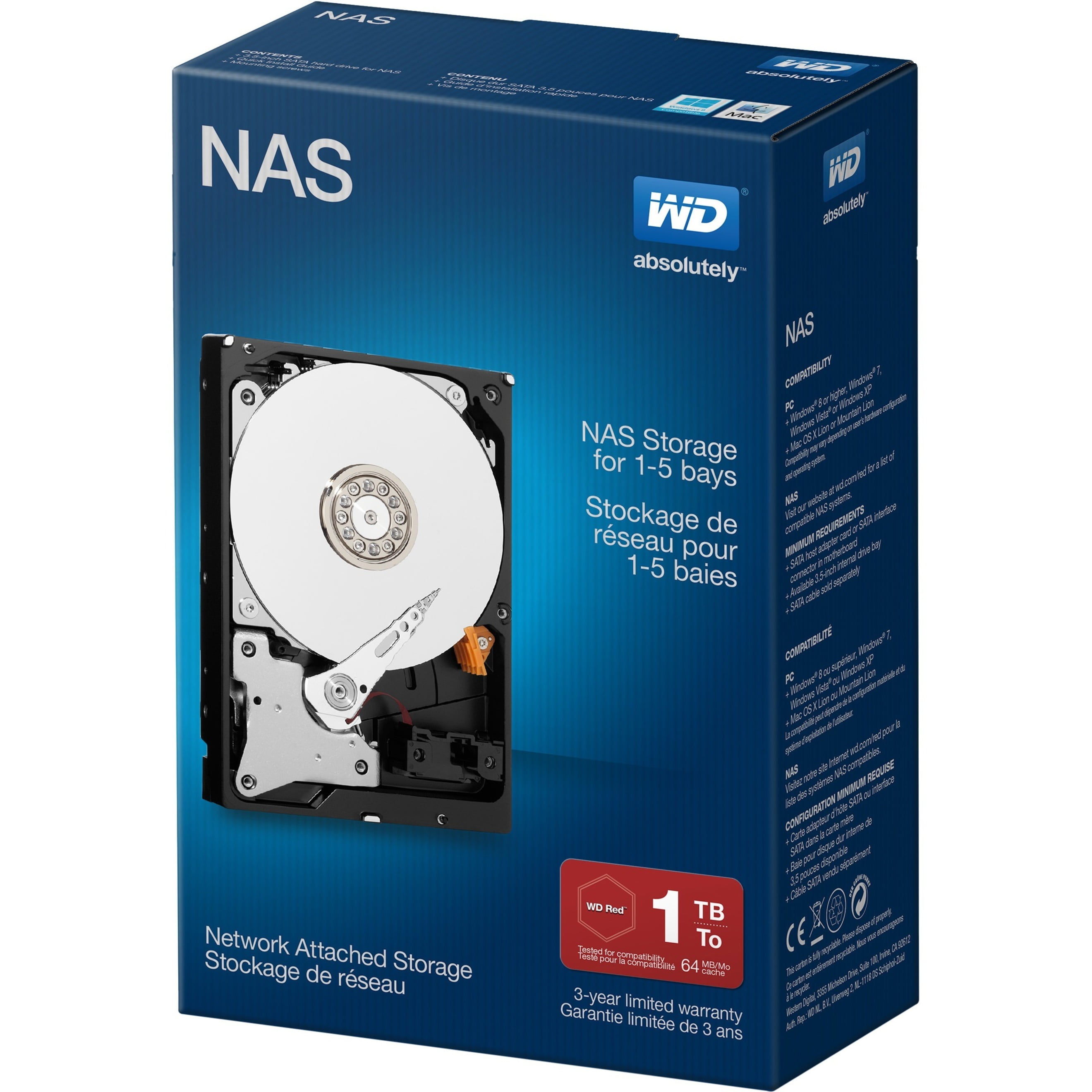 WD 1 TB Network NAS Hard Drive 3.5 inch SATA III up to 5bay Systems