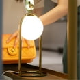 thumbnail image 4 of Tubicen Lampe de Table Moderne en Forme de Globe en Verre, Lampe de Bureau à DEL Intégrée 5 W à Intensité Réglable avec Interrupteur Tactile, Lampe de Chevet pour Chambre à Brancher USB, Luminosité à 4 Niveaux, Lampe de Table Ronde en Boule de Verre, Laiton, 4 of 8