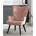thumbnail image 3 of Leisure Chair Accent Chair Armchair Upholstered Wingback Chair with Wood Legs Reading Chair for Living Room Home Office Bedroom, 3 of 7