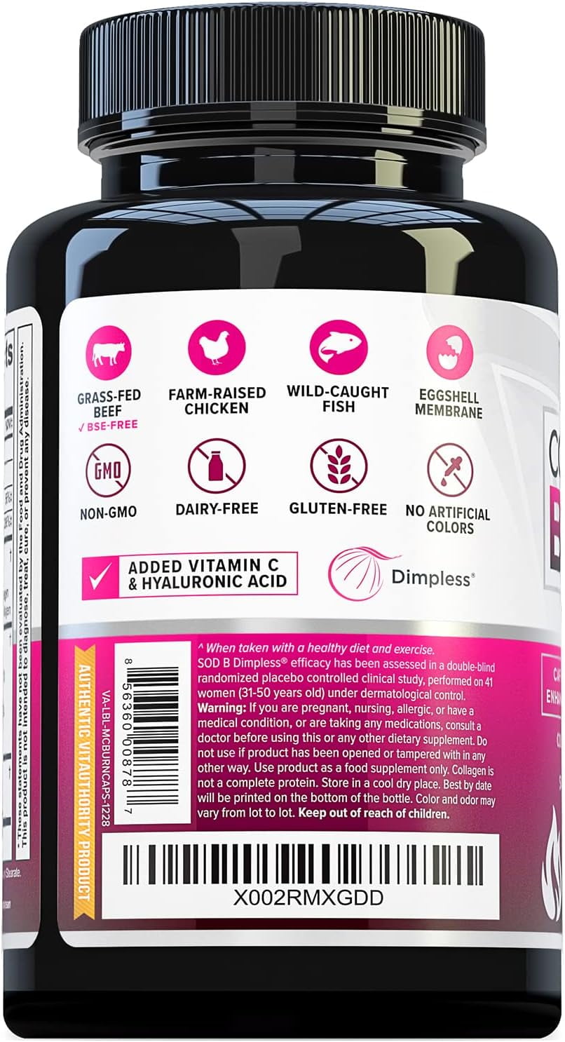 Vitauthority Burn Multi-Type Hydrolyzed Collagen Peptides, Unflavored, 90 Capsules
