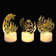 3 Pcs Eid Decorative Lights Night Light Nightlight DIY Iron Craft Crafting Room Decor Muslim Themed Decoration