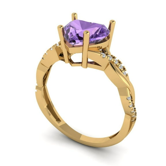 2.1ct heart cut alexandrite 18k yellow gold Bridal Wedding Engagement Promise Anniversary Ring for Women size 3.75