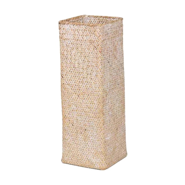 Cesta de flores de ratán, jarrón, plantas, maceta, jarrón de paja, exhibición, planta tejida a mano Limpiar blanco