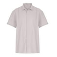 thumbnail image 4 of Designer Spring Summer Men's Casual Cotton Linen Solid Color Short Sleeve Shirts Loose ShirtsM, 4 of 4