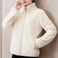 thumbnail image 4 of Plus Size Fleece Jackets for Womens Winter Warm Fashion Solid Color Long Sleeve Jacket, 4 of 5