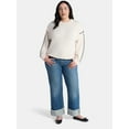 thumbnail image 2 of Terra & Sky Women's Plus Cropped Whipstitch Trim Sweater, Lightweight, Sizes 0X-5X, 2 of 5