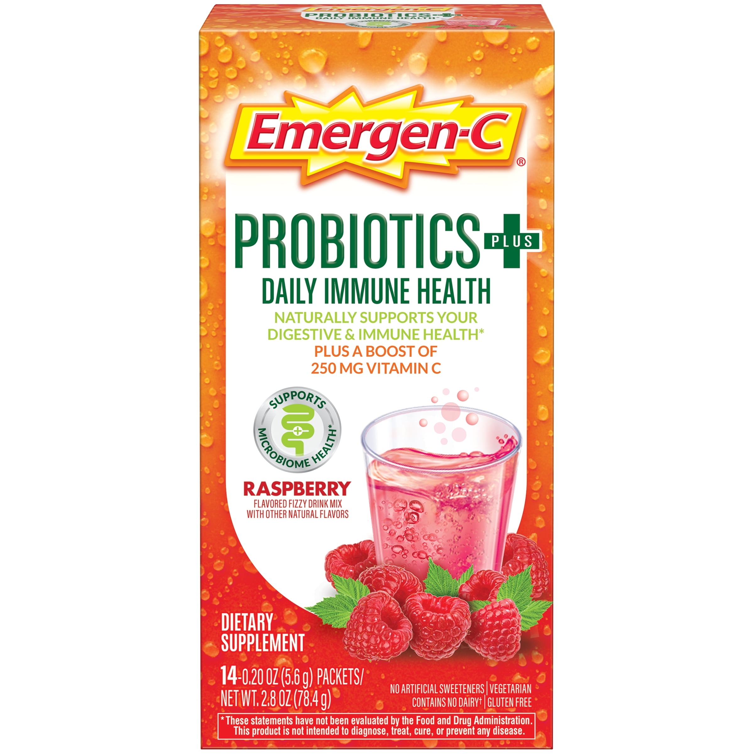 EmergenC Probiotics+ (14 Ct, Raspberry Flavor) Probiotic Drink Mix