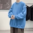 thumbnail image 4 of Conairie Mens Sweatshirts Solid Casual Loose Fit Crew Neck Shirts Soft Comfoty Long Sleeve Pullover Tops Spring Fall Outfits Clothes Beige S Sky Blue XXXL, 4 of 4