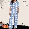 thumbnail image 4 of Women's 2 Piece Lounge Pajama Sets Women Floral Print Button Down Pajama Sets Soft Nightwear Outfit Cozy Blue XXL, 4 of 7