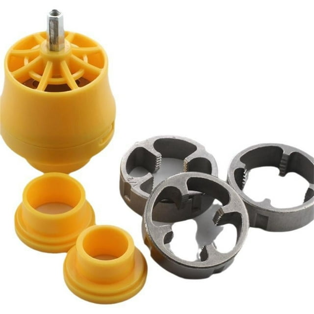 Ensemble d'Enfileur de Tuyaux en PVC pour Claquettes et Matrices avec 3 Matrices, 2 Matrices Rondes, Lames de Coupe en Acier à Vitesse, Poignée en Plastique pour Projets de Plomberie DIY