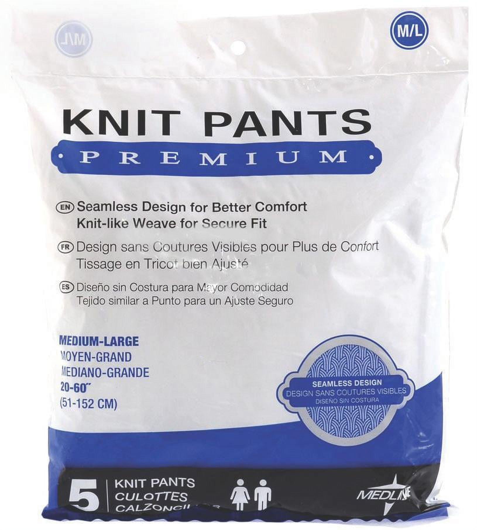 MediBrief Premium Seamless Knit Pants, Large/X-Large - Pack of 2