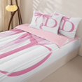 thumbnail image 3 of Homewish Girls Pink Bow Zipper Full Size Comforter Sets with Fitted Sheet and 2 Pillowcases, D Letter Zipper Bedding Set, Princess Style Bedroom Decor,4pcs, Pink Reversible, 3 of 6
