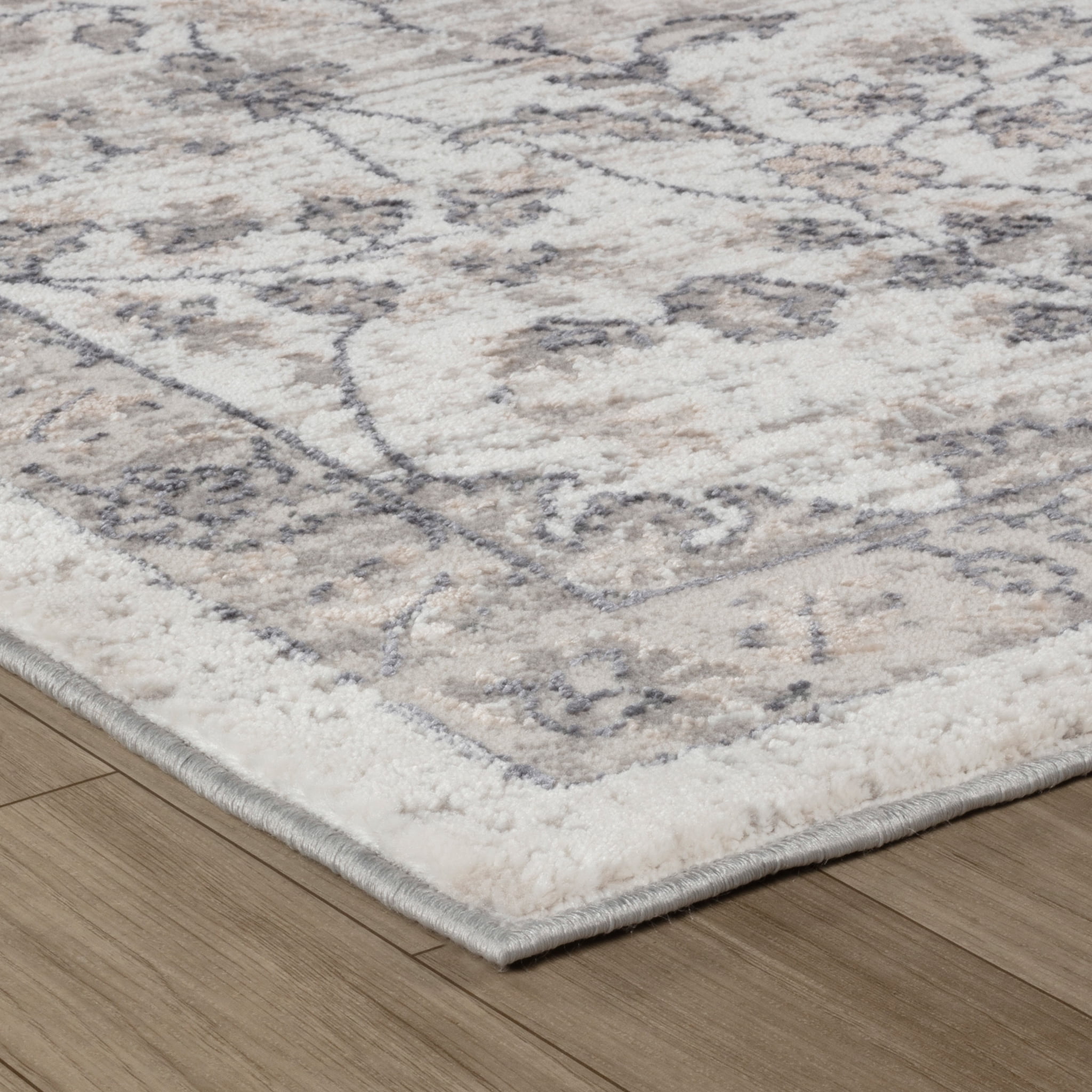 Rug Branch Atlas Classic Indoor Area Rug, Beige Grey, Floral - Living Room, Bedroom, Dining Room, and Kitchen