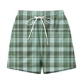 thumbnail image 4 of PWPSG Womens Elastic Waist Plaid Print Casual Shorts, Drawstring Waistband with Loose Silhouette, Retro Design for Everyday Outfits Green XL, 4 of 6