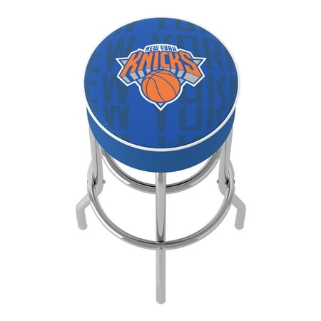 New York Knicks NBA City Padded Swivel Bar Stool - Blue, Orange, Silver
