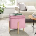 thumbnail image 4 of Adeco Ottomans de Rangement Carrés Capitonnés, Repose-Pieds en Velours Rose Moderne avec Rangement pour Canapé Petit, 4 of 4